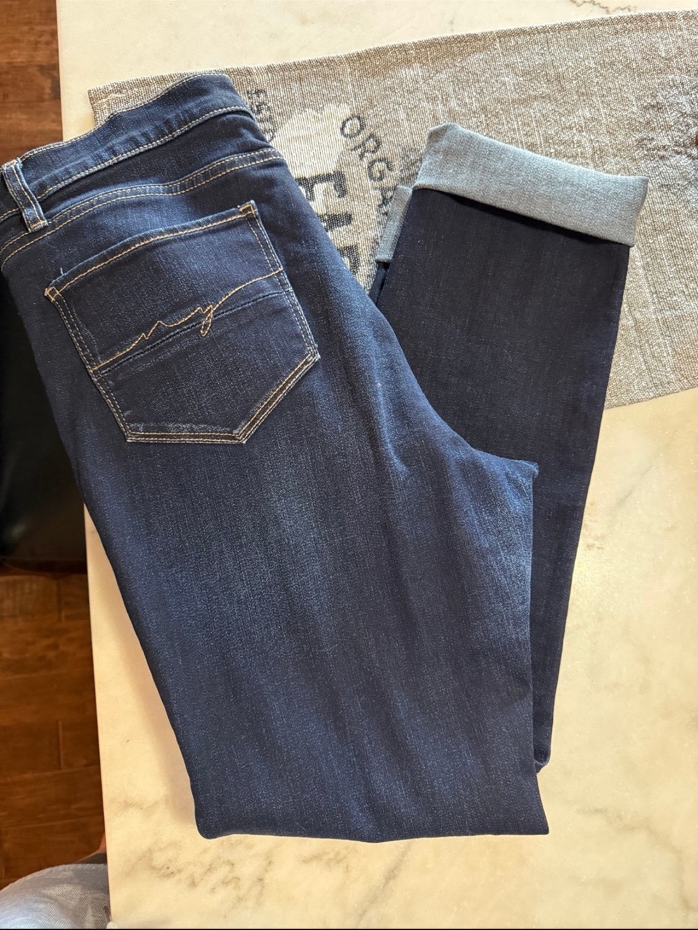 Dark Indigo Stretch Jeans with Signature Pocket Stitch